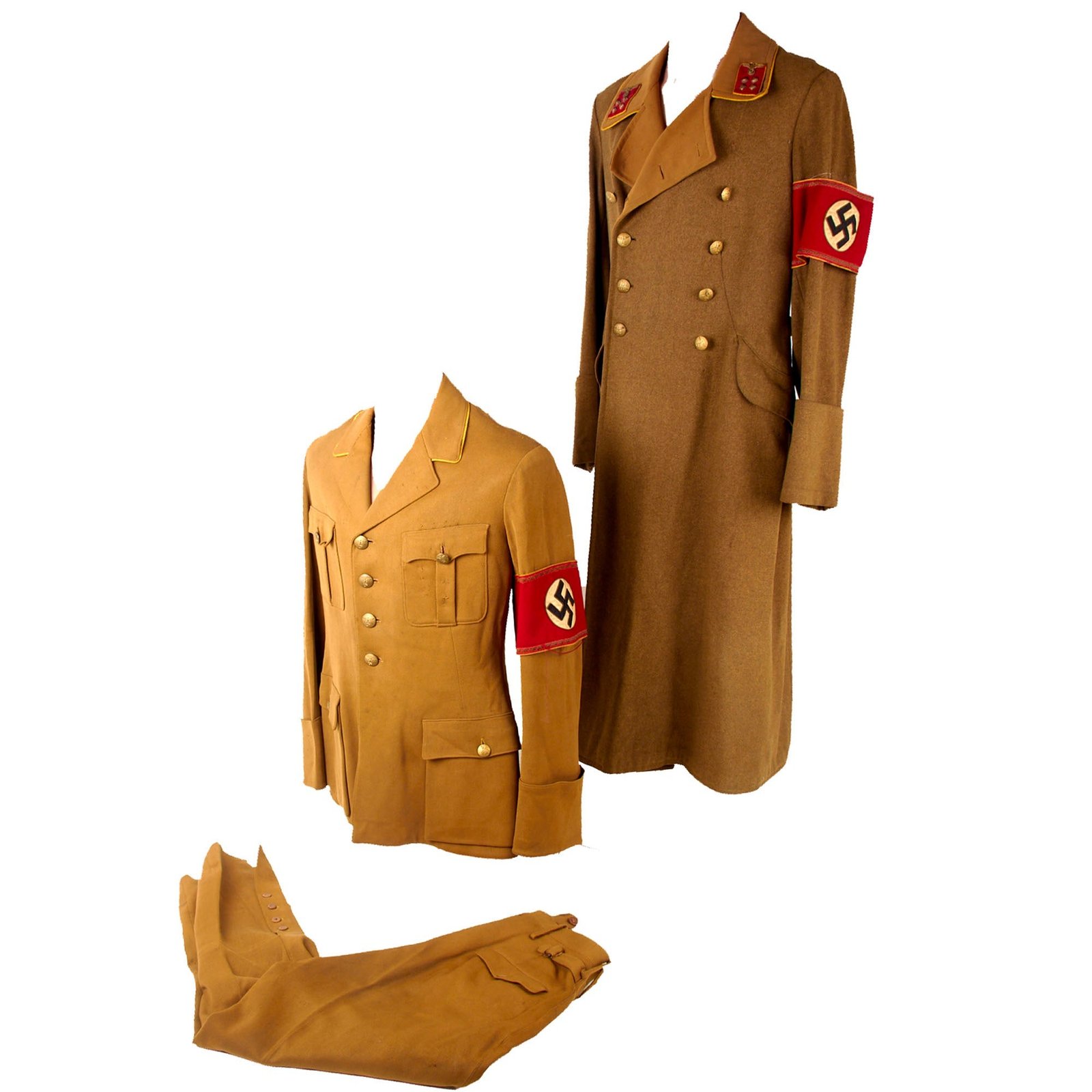 Original German WWII NSDAP Reich Group Community Leader Uniform & Greatcoat Set with Armbands and Trousers - Reichsleitung Gemeinschaftsleiter