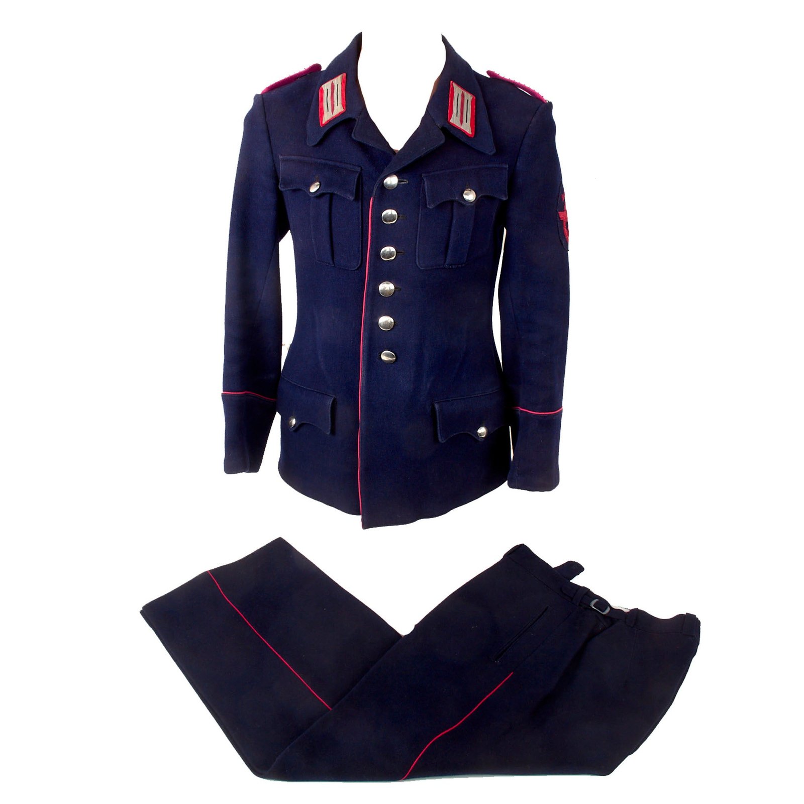 Original German WWII Grünberg Feuerschutzpolizei Fire Protection Police Wachtmeister NCOs M36 Type Uniform Tunic with Breeches