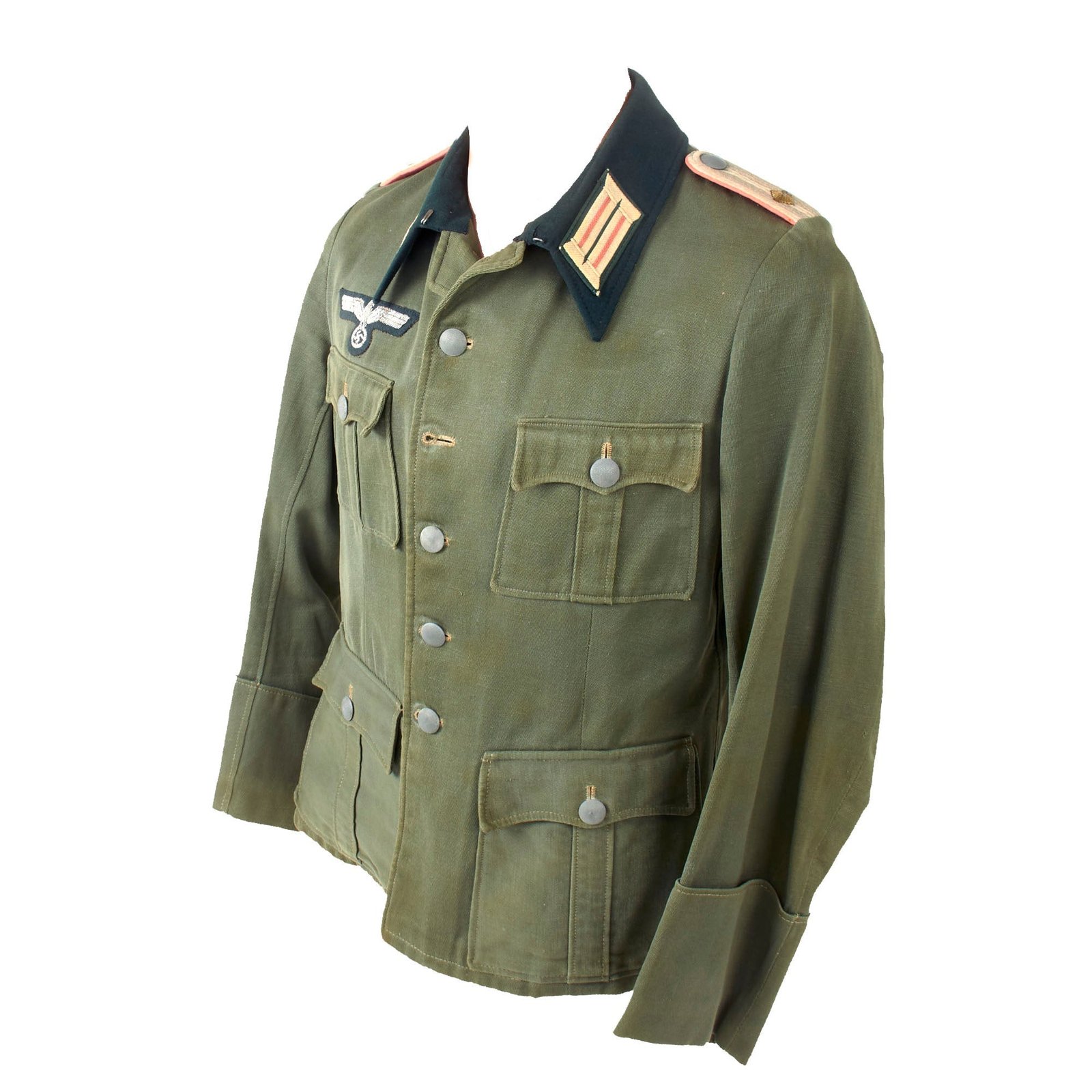 Original German WWII Heer Panzer Tank Oberleutnant’s M36 Field Grade Uniform Tunic with Bullion Breast Eagle