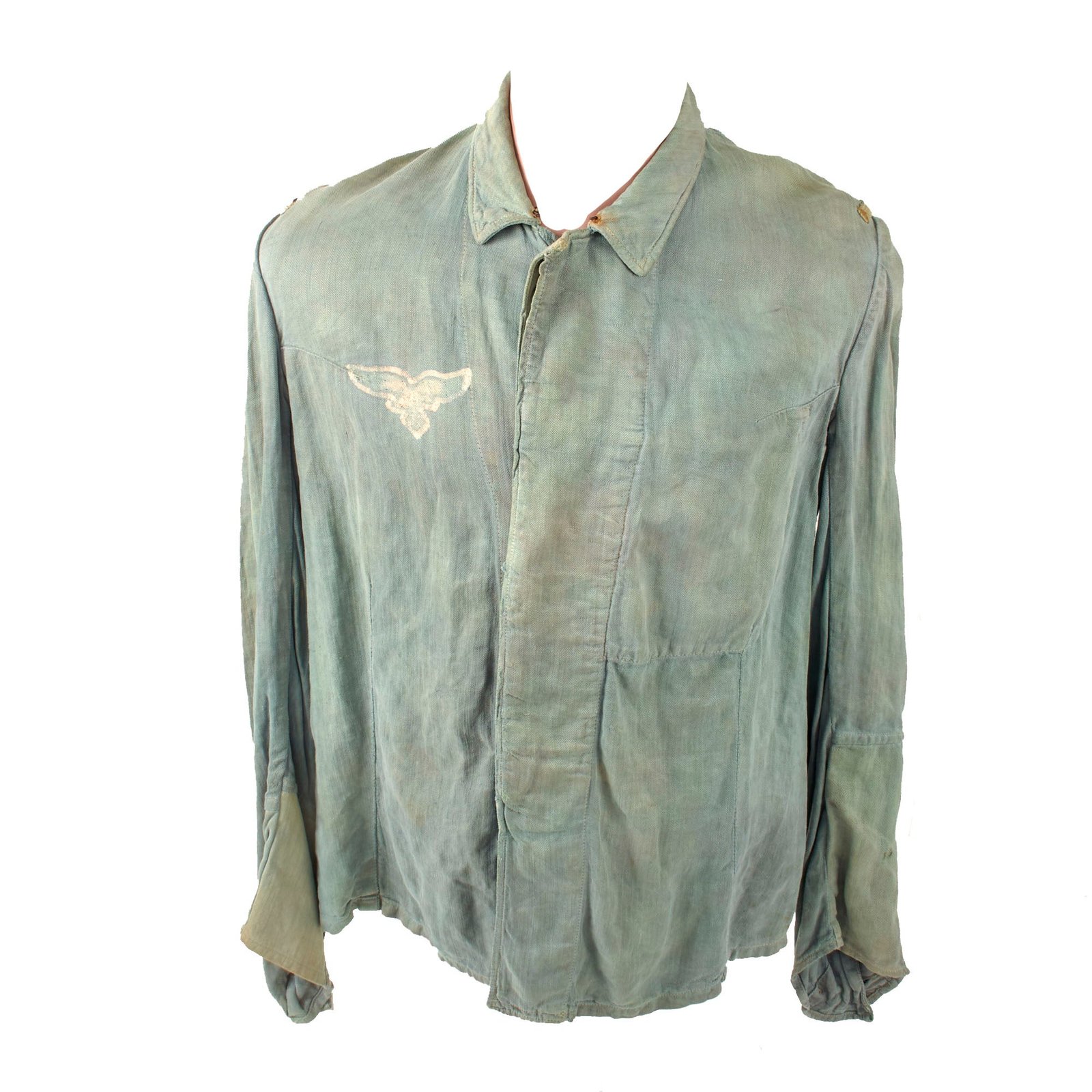 Original German WWII Luftwaffe HBT Drillich Service Tunic Made to Resemble Fliegerbluse with Faded Markings