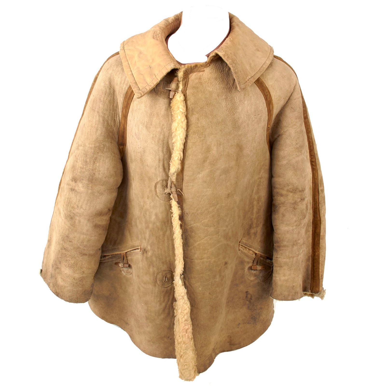 Original German WWII Luftwaffe Air Force Fur-Lined Sheepskin Winter Parka with Faded RBNr. Marking