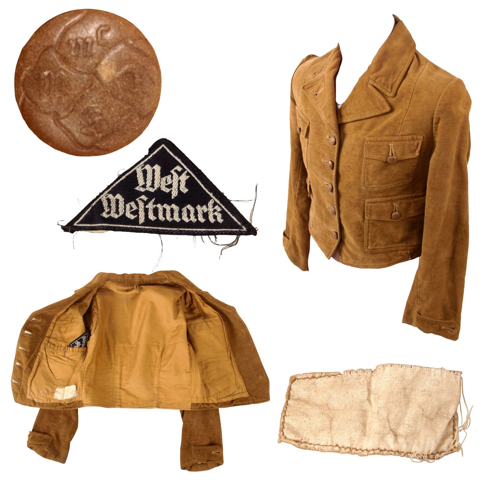 Original German WWII HJ League of German Girls Youth Group Uniform Jacket with Detached West Westmark Unit Triangle - BDM JM Kletterjacke