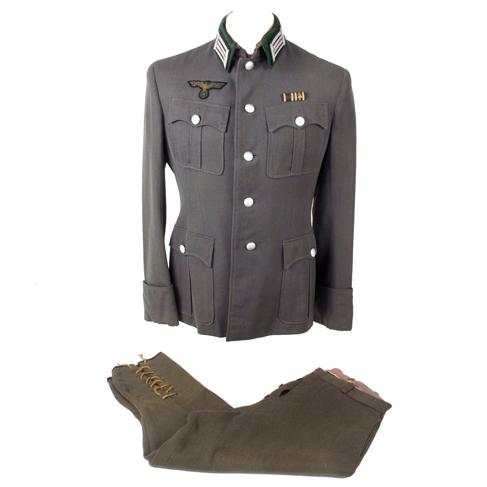 Original German WWII Named Heer Army Field Chaplain M36 Uniform Tunic with Breeches - Unique Collar with No Stiffener