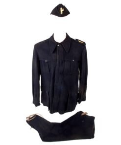 Original Italian WWII MVSN Black Shirt Enlisted Men’s Uniform with Pocket Cape, Matching Trousers, and Overseas Cap with Fasces Badge - Tailored in Rome