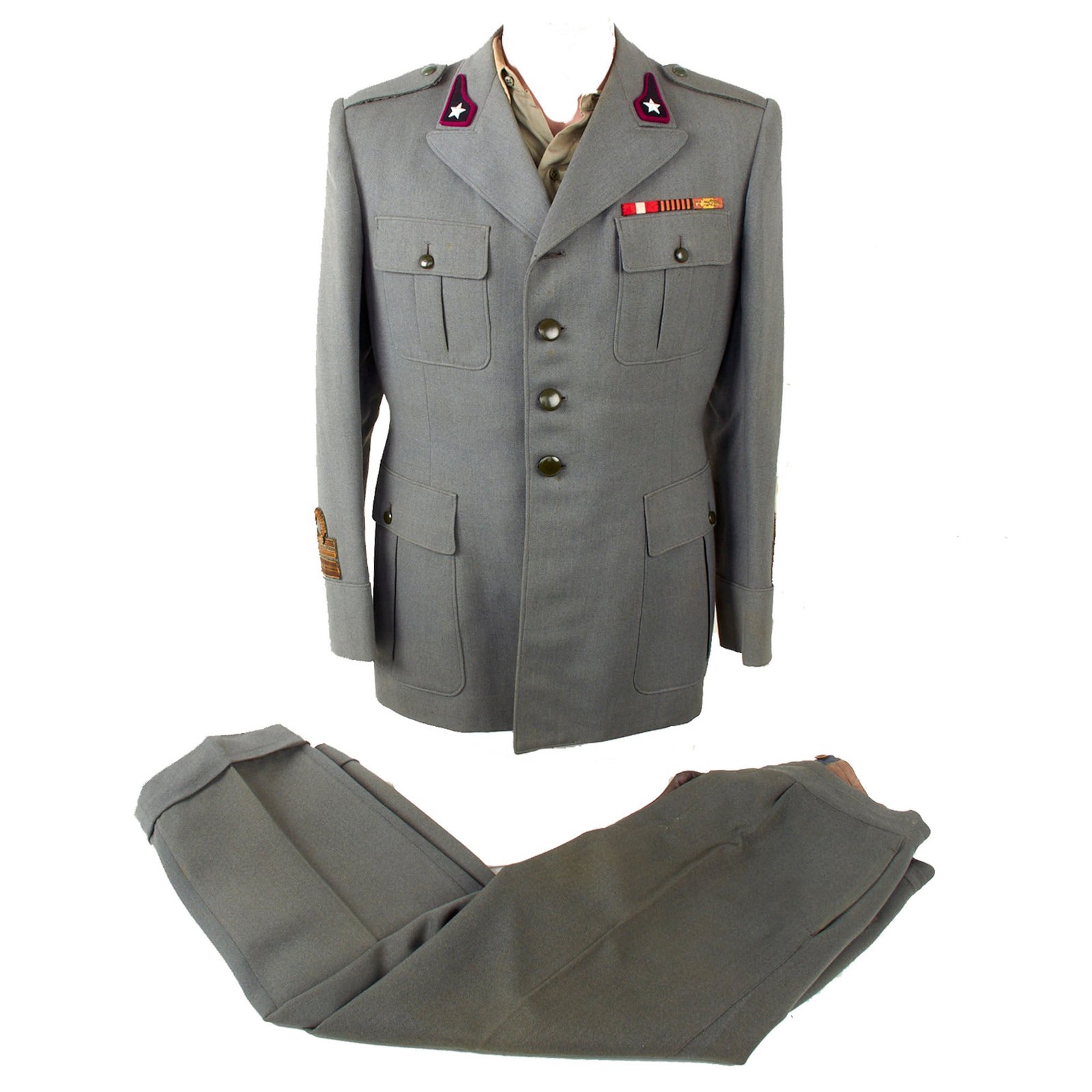 Original Italian WWII Engineer Tenente Colonnello’s Uniform Set with Tunic, Shirt & Trousers - Ribbon Bar