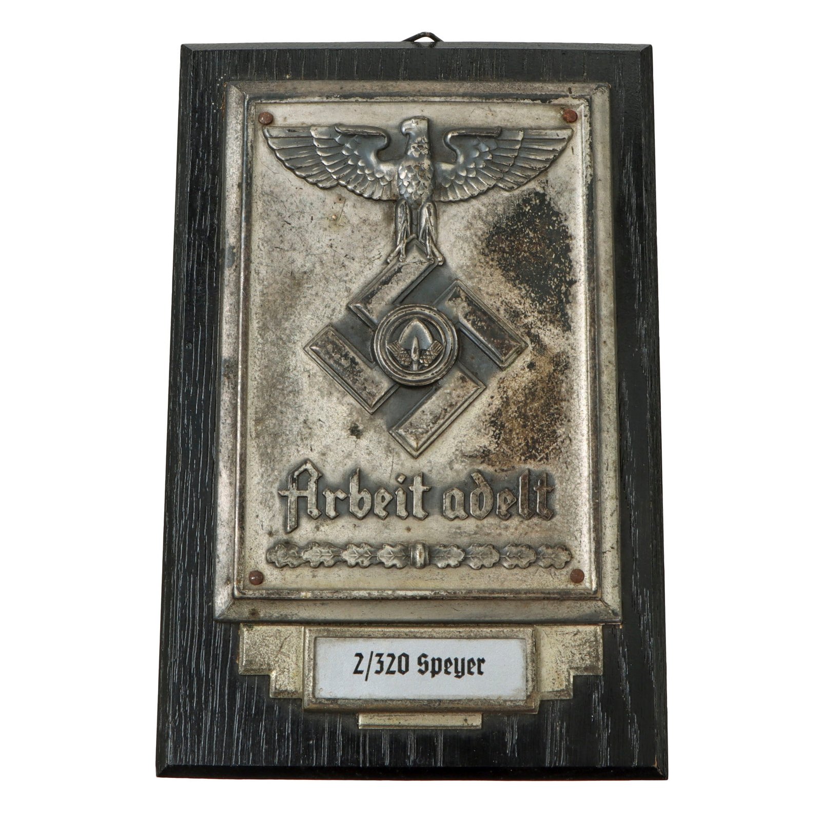 Original German WWII RAD Reich Labor Service Small Wall Plaque from 2/320 Speyer Unit - Reichsarbeitsdienst