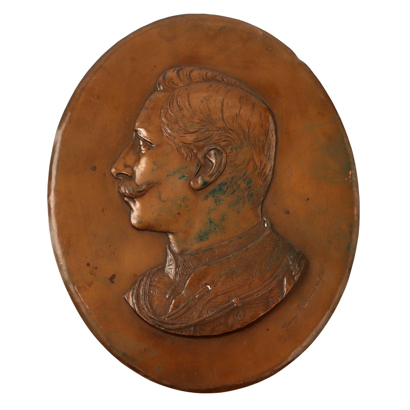 Original Imperial German WWI Kaiser Wilhelm II Bronze Relief Wall Plaque by Georg Rasmussen