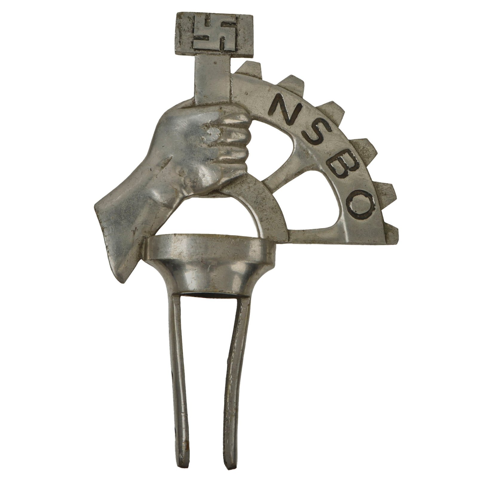 Original German Pre-WWII NSBO National Socialist Factory Cell Organization Plated Brass Flag Pole Finial / Topper