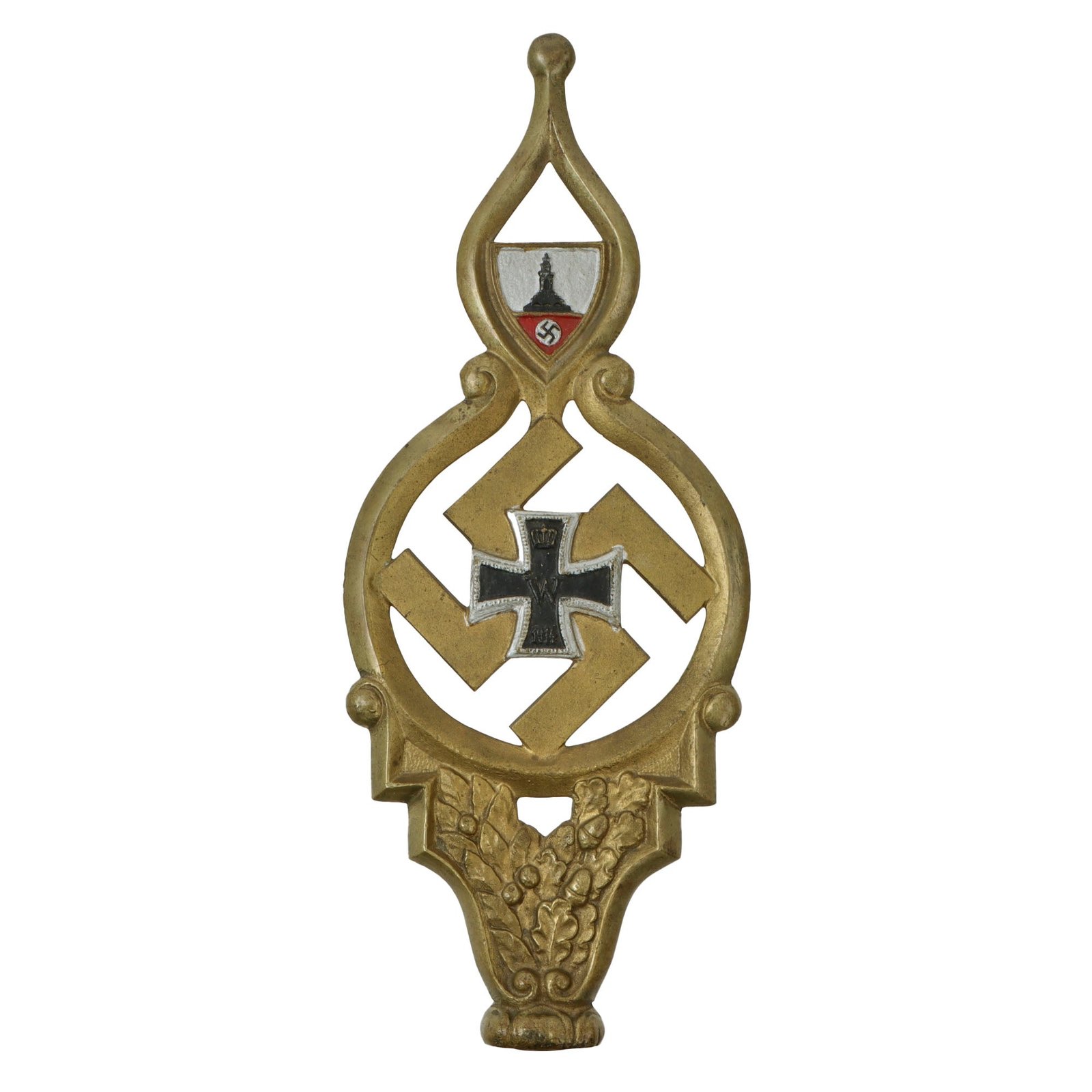 Original German WWII National Socialist State Veteran's Association Brass Flag Pole Finial - NSRKB