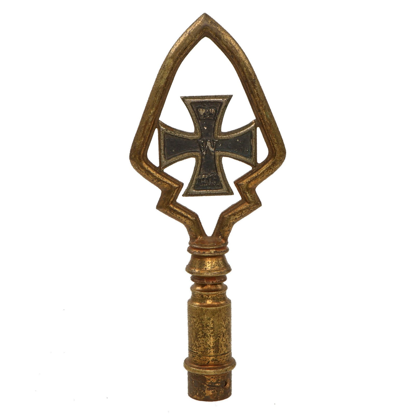Original German Pre WWII Veteran's Association Brass Flag Pole Finial "Topper" with Socket