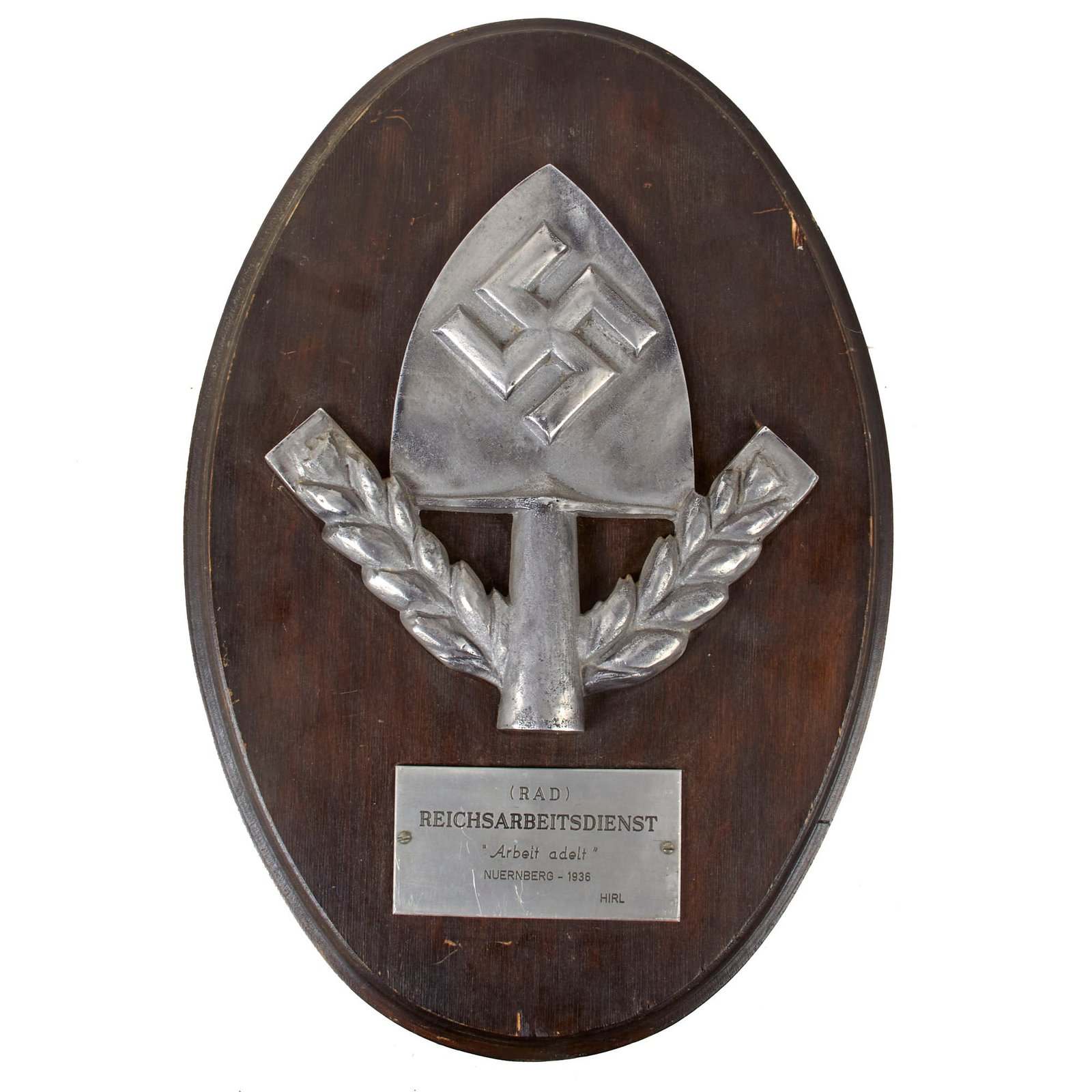 Original German WWII RAD Reich Labor Service Wall Plaque from Nuremberg - Reichsarbeitsdienst