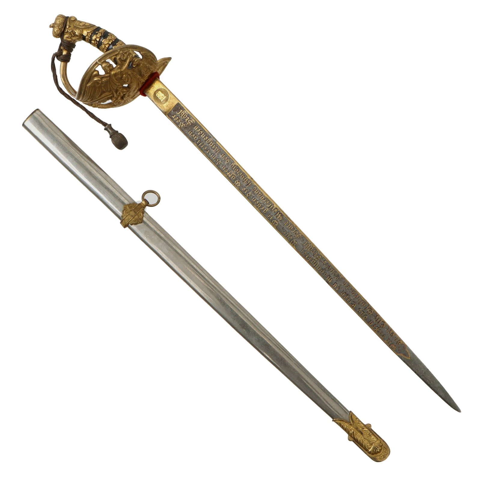 Original Imperial German 19th Century Miniature M1889 Prussian Infantry Officer Kaiser Honor Sword with Gilded Blade & Scabbard by WKC