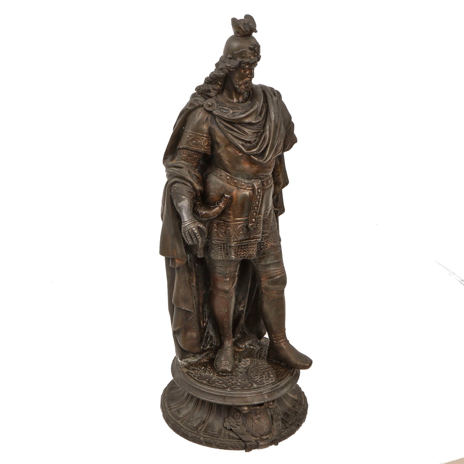 Original Imperial German Pre-WWI Era Charlemagne Bronze Statue - 19½” Tall - Missing Arm