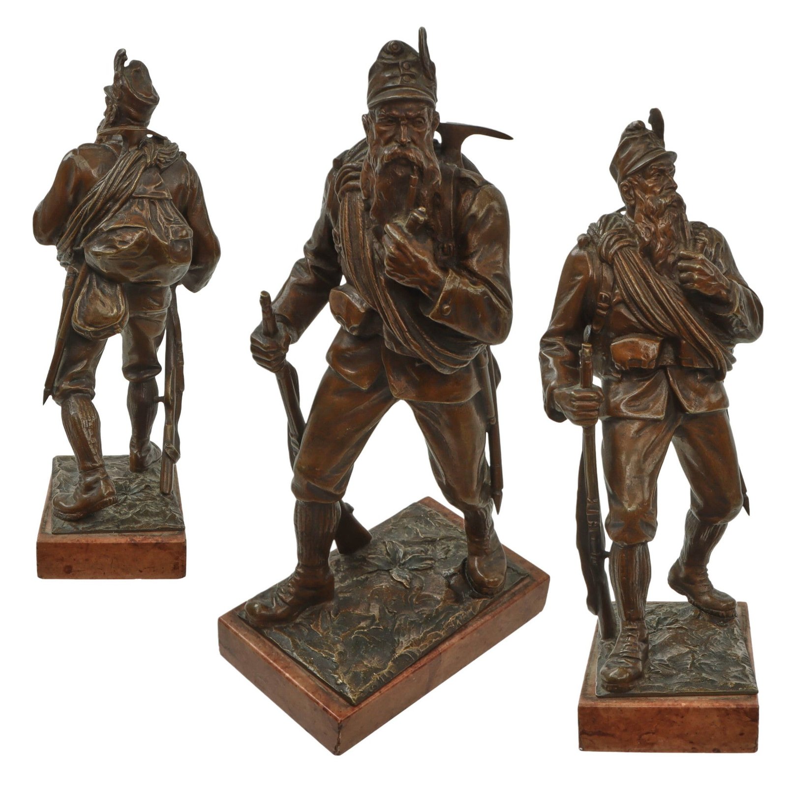 Original Austro-Hungarian WWI Imperial-Royal Mountain Trooper Bronze Statue on Marble Base - Excellent