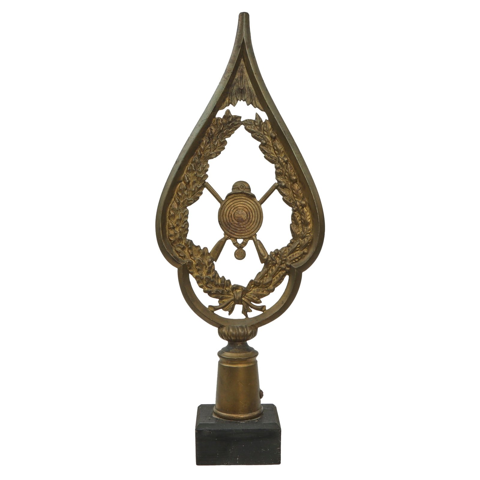 Original German WWI Era Shooting Association Pole Top Finial on Wooden Base
