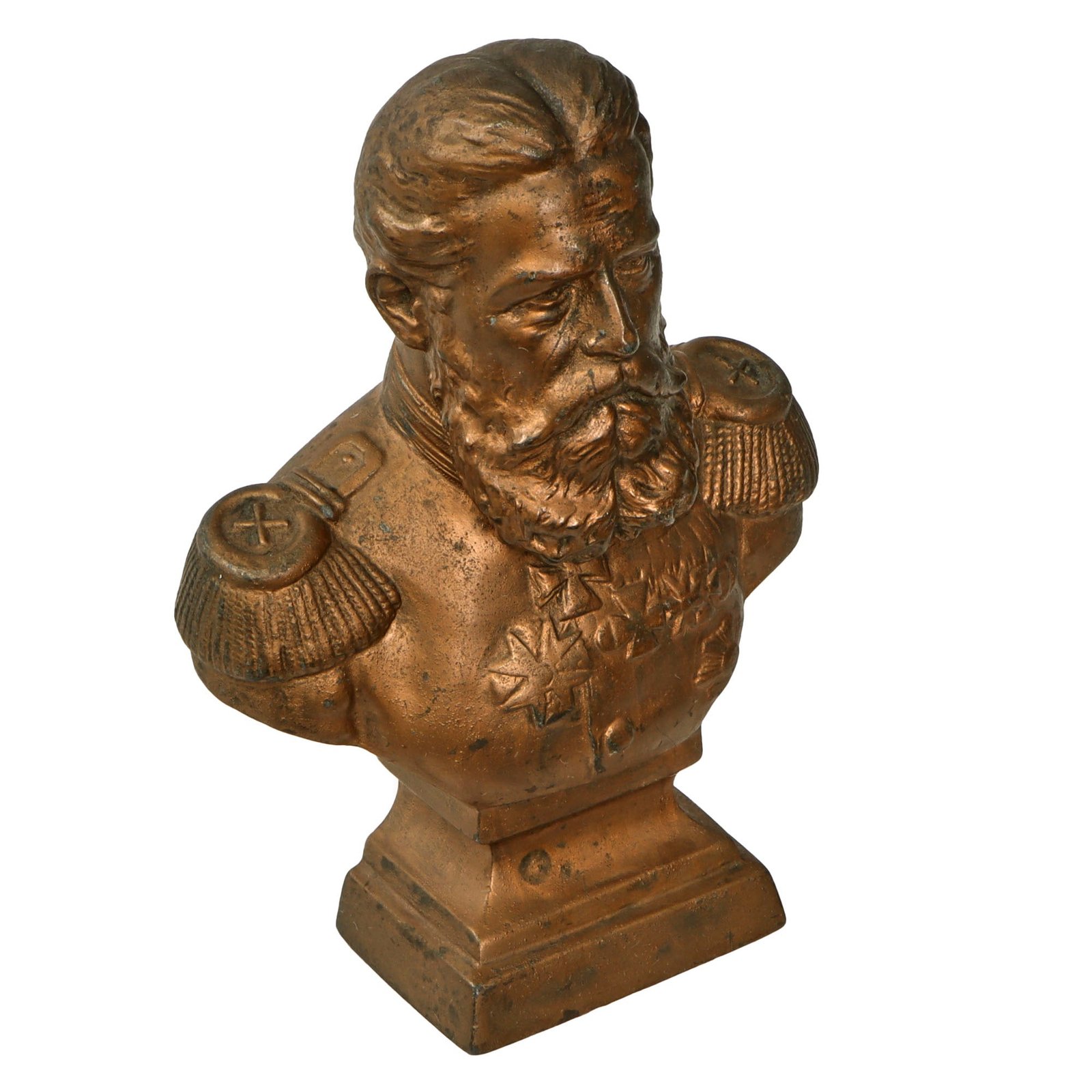 Original Imperial German Pre-WWI Frederick III German Emperor Bust - 6 ¼” Tall