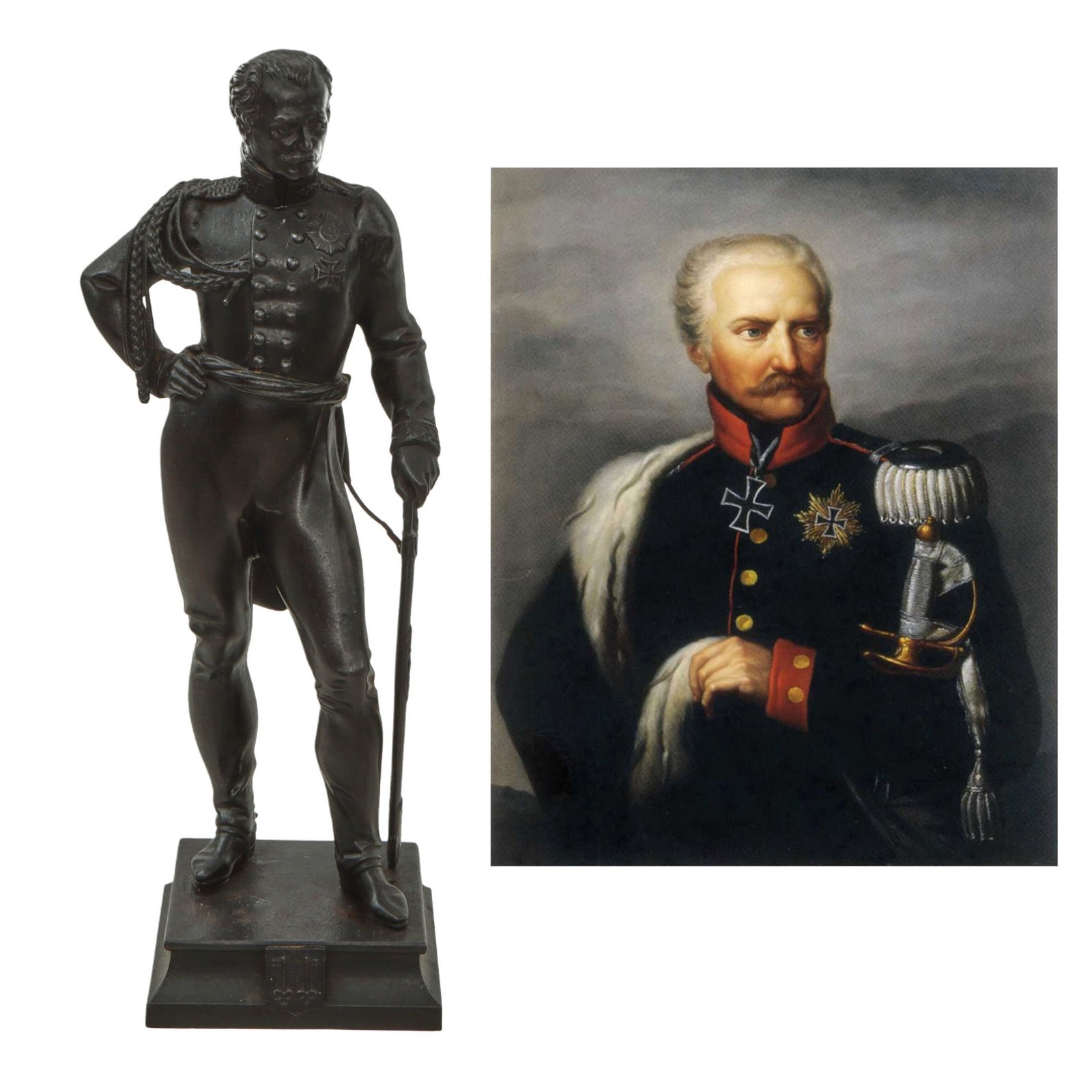 Original German WWI Era Statue of Gebhard Leberecht von Blücher with Family Coat of Arms & Maker’s Mark - 10¼”
