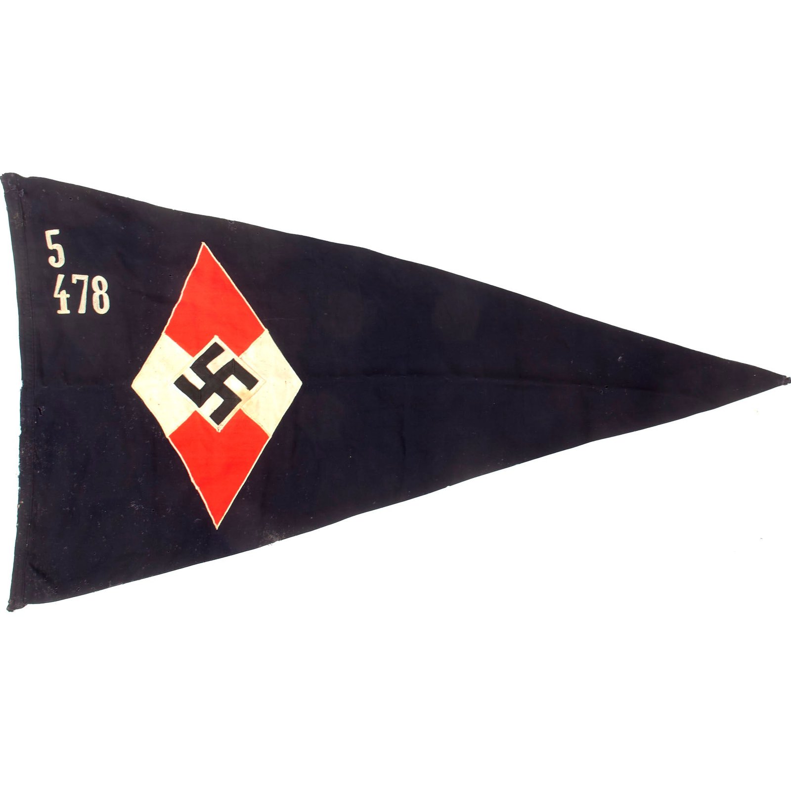 Original German WWII League of German Girls BDM Unit Marked Double-Sided Pennant - HJ Youth - 21 x 36 ¾”