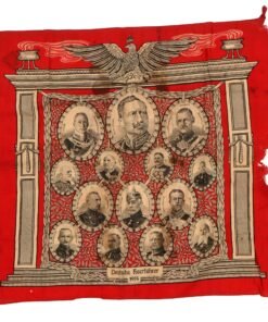 Original Imperial German WWI Patriotic Handkerchief with Leaders & Generals - 22½ x 25”