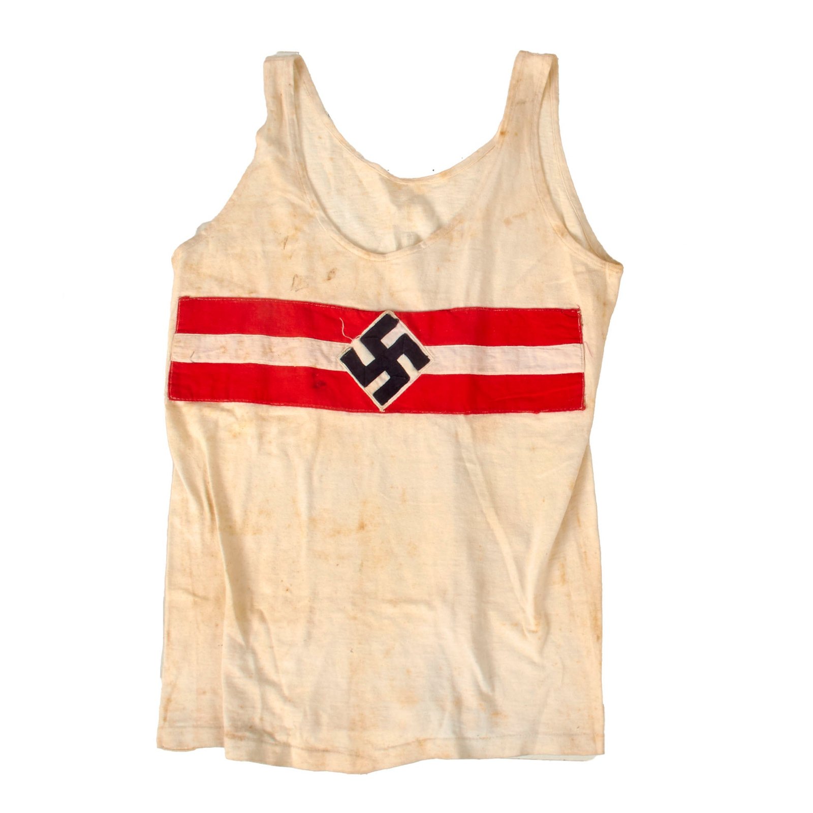 Original German WWII HJ & DJ M35 Sports Shirt with Attached Insignia and Maker Label - Deutsches Jungvolk