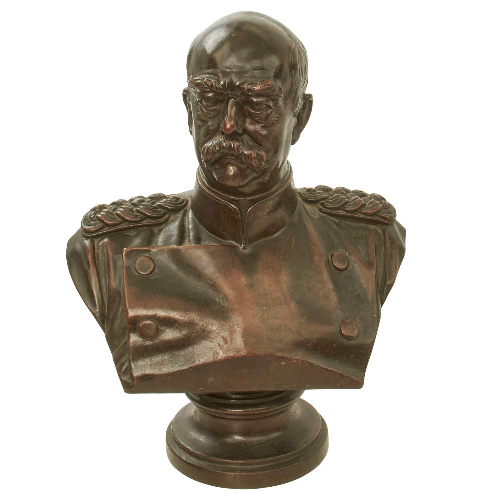Original Imperial German Pre-WWI Scarce Bronze Bust of Otto von Bismarck in Uniform - Numbered 7912 - 13" Tall