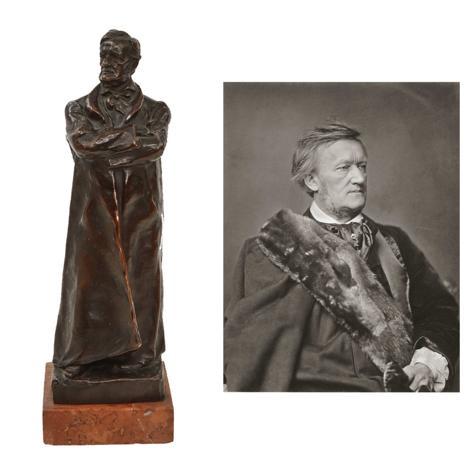 Original German Pre-WWII Era Bronze Statue of Richard Wagner by Hans Müller on Marble Base - 11½” Tall