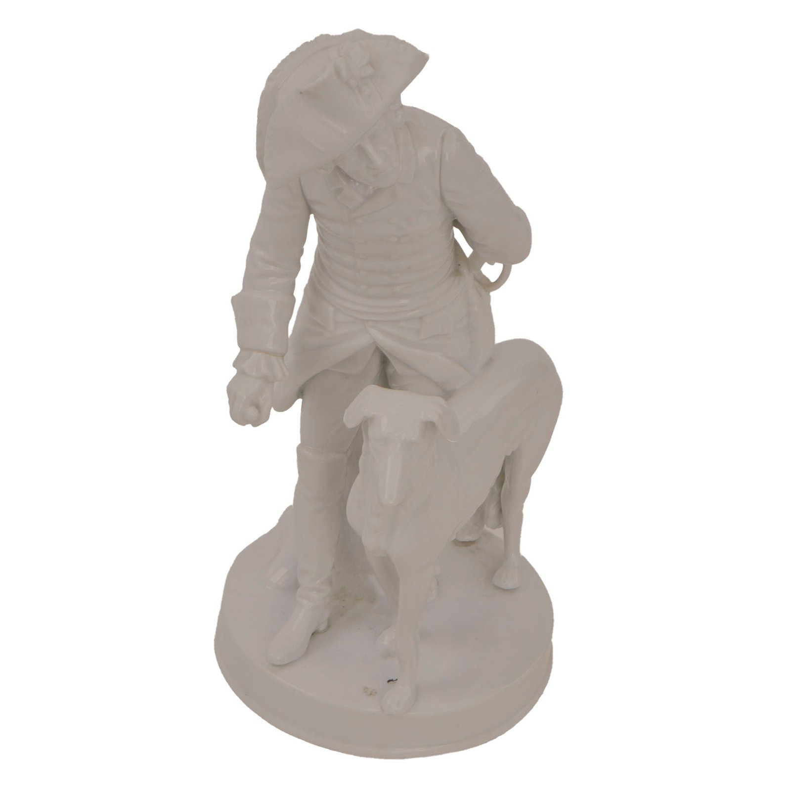 Original German Pre-WWII Era Porcelain Frederick the Great & Dog Statue with Maker’s Mark - Missing Cane