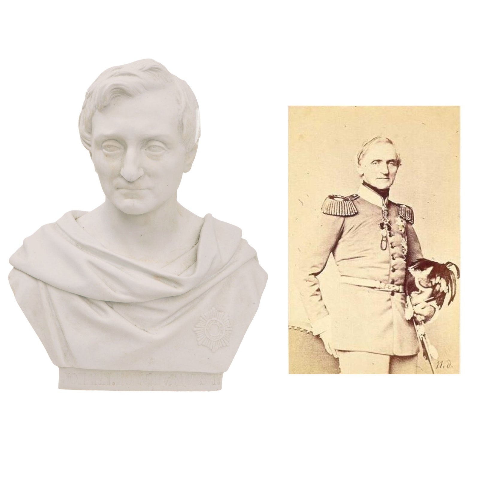 Original Imperial German Saxon Pre-WWI Ceramic Bust of Johann Nepomuk Maria Joseph Anton Xaver Vincenz Alys Franz de Paula Stanislaus Bernhard Paul Felix Damascus - König von Sachsen - 10 ¾” Tall