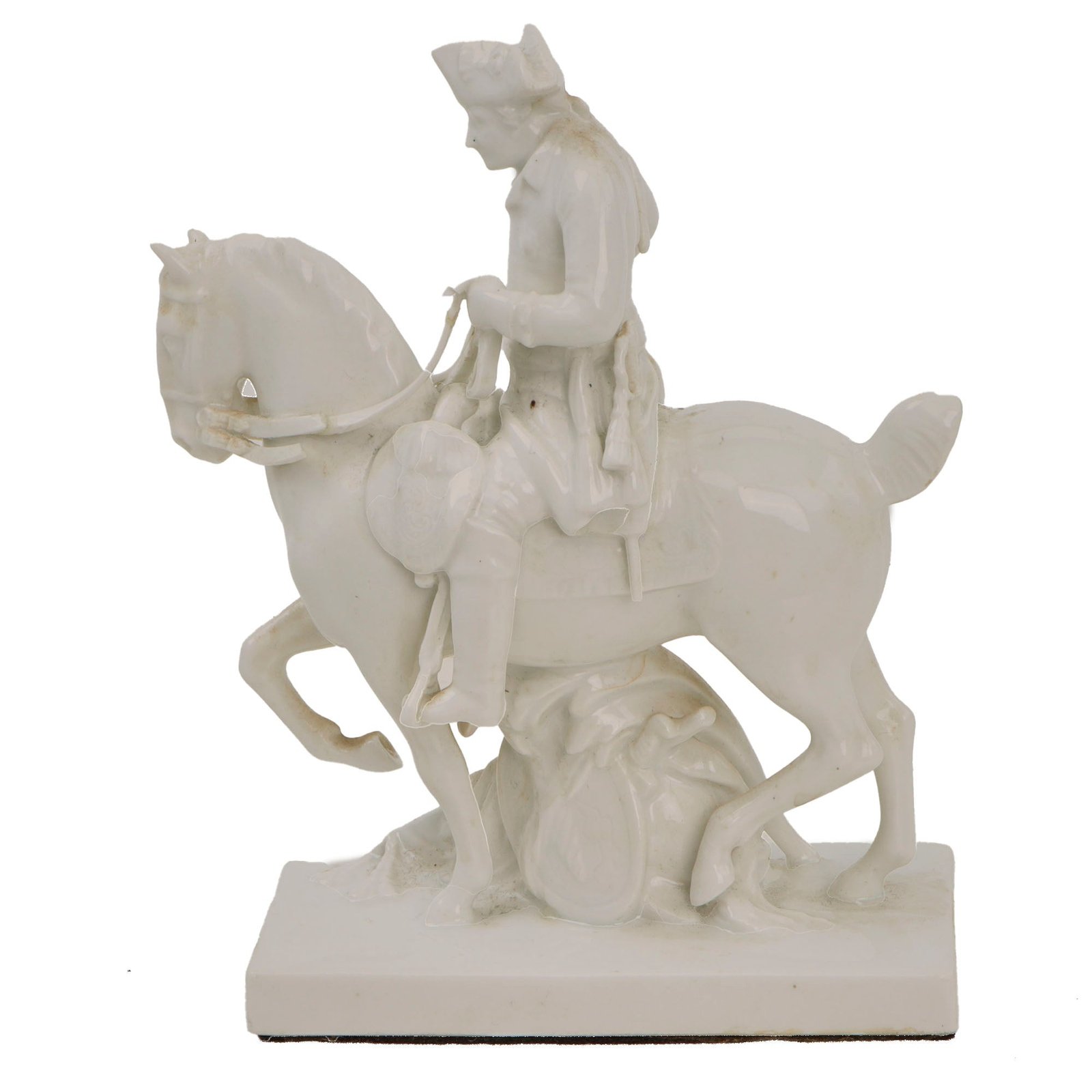 Original German Pre-WWII Era Small Porcelain Frederick the Great Equestrian Statue with Past Repairs & Damage