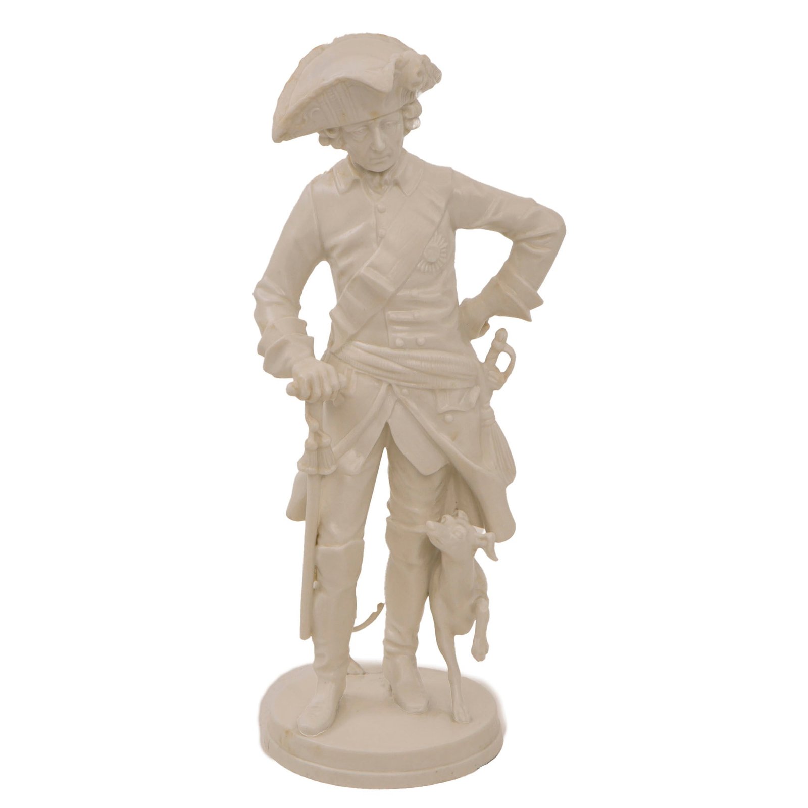 Original German Pre-WWII Era Porcelain Frederick the Great Statue by Hutschenreuther of Selb, Bavaria - Broken Cane - 11” Tall