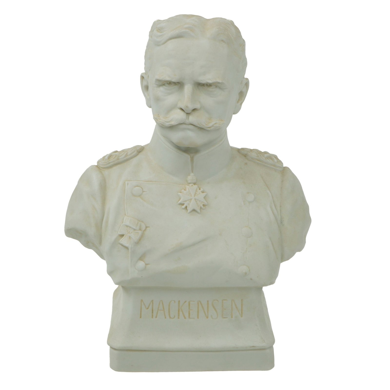 Original Imperial German WWI Ceramic Bust of August von Mackensen by Felix Zeh - Numbered and Dated 1915
