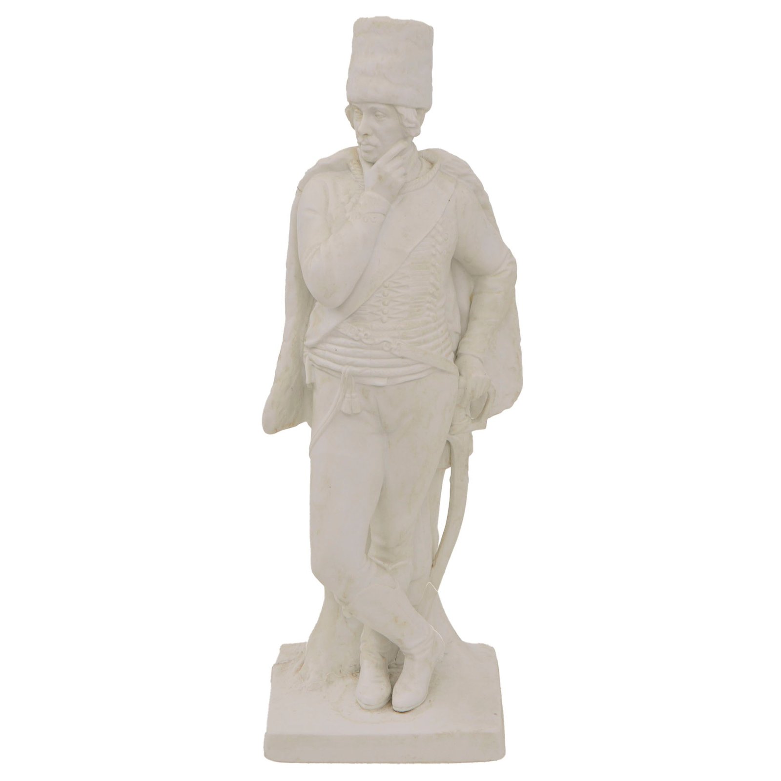 Original German WWI Era Napoleonic Hussar Ceramic Statue - 11” Tall