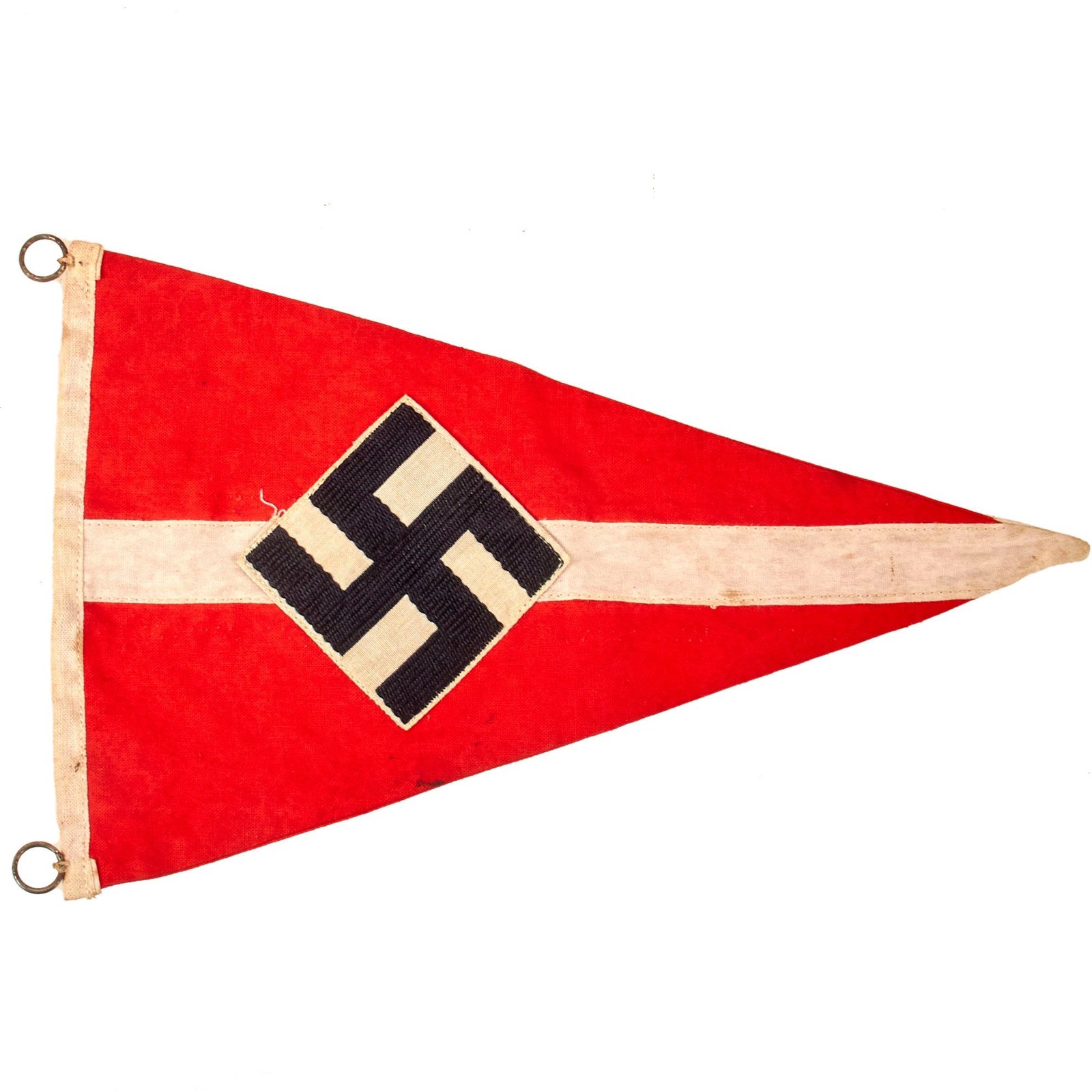 Original German WWII Small Size HJ National Youth Organization Pennant with Embroidered Insignia - 6 1/2" x 10 1/2"