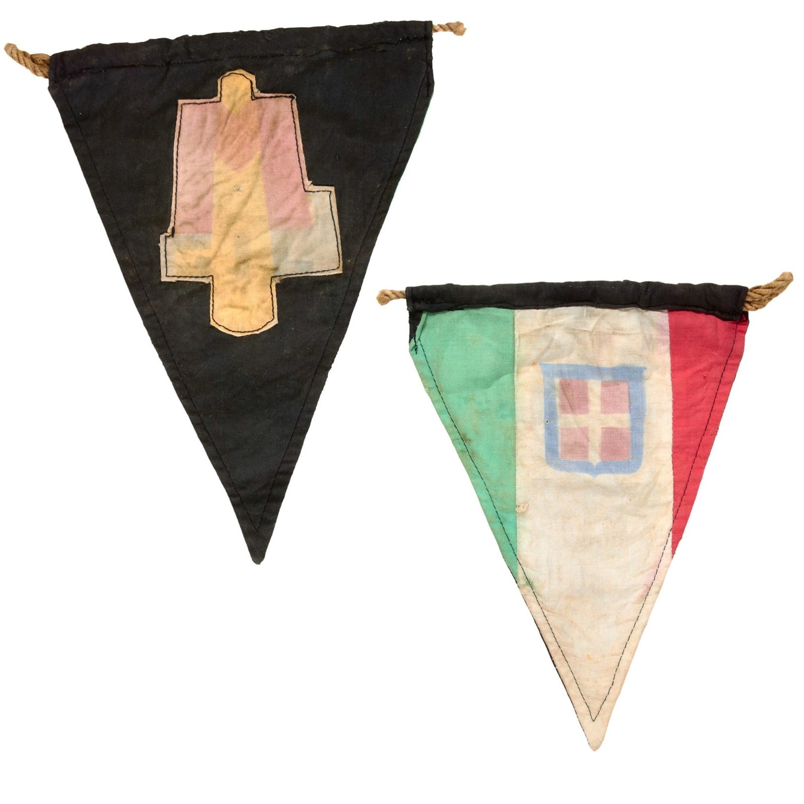 Original Italian WWII Double-Sided GIL Fascist Youth Pennant with National Flag - 7½ x 10½”