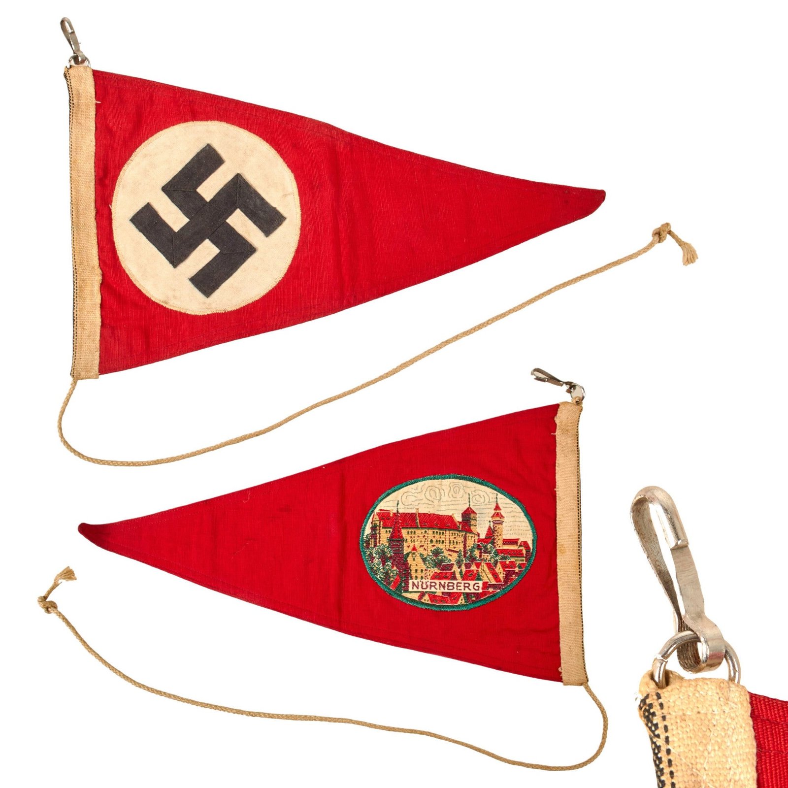 Original German WWII NSDAP City of Nuremberg Small Political National Pennant Flag - 6 5/8" x 11 3/4"