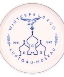 Original German WWII Luftwaffe 1941-1942 Luftgau-Moskau Winter Campaign Commemorative Porcelain Plate by Meissen