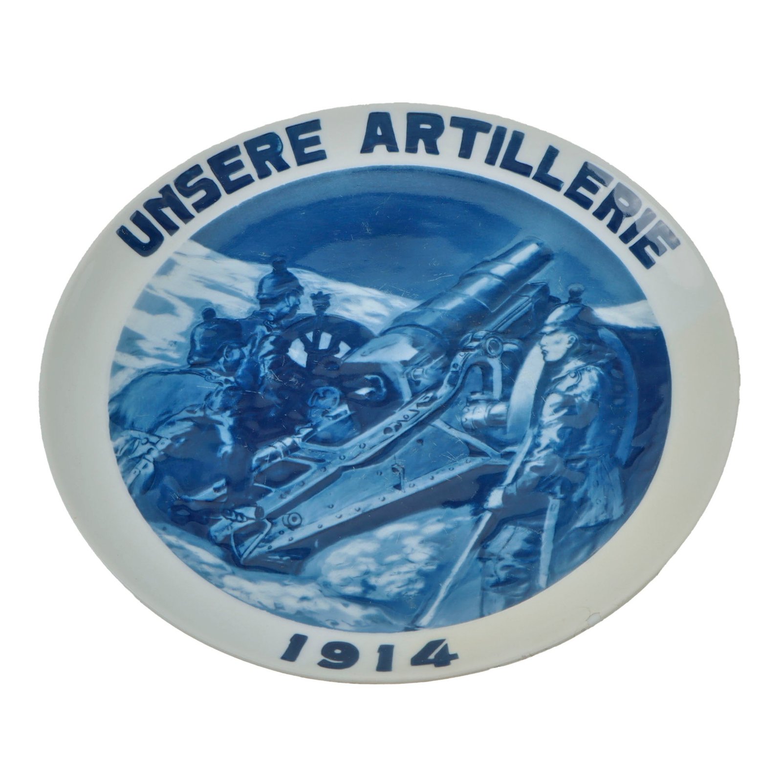 Original Imperial German WWI Bavarian 1914 Field Artillery “Unsere Artillerie” Ceramic Plate
