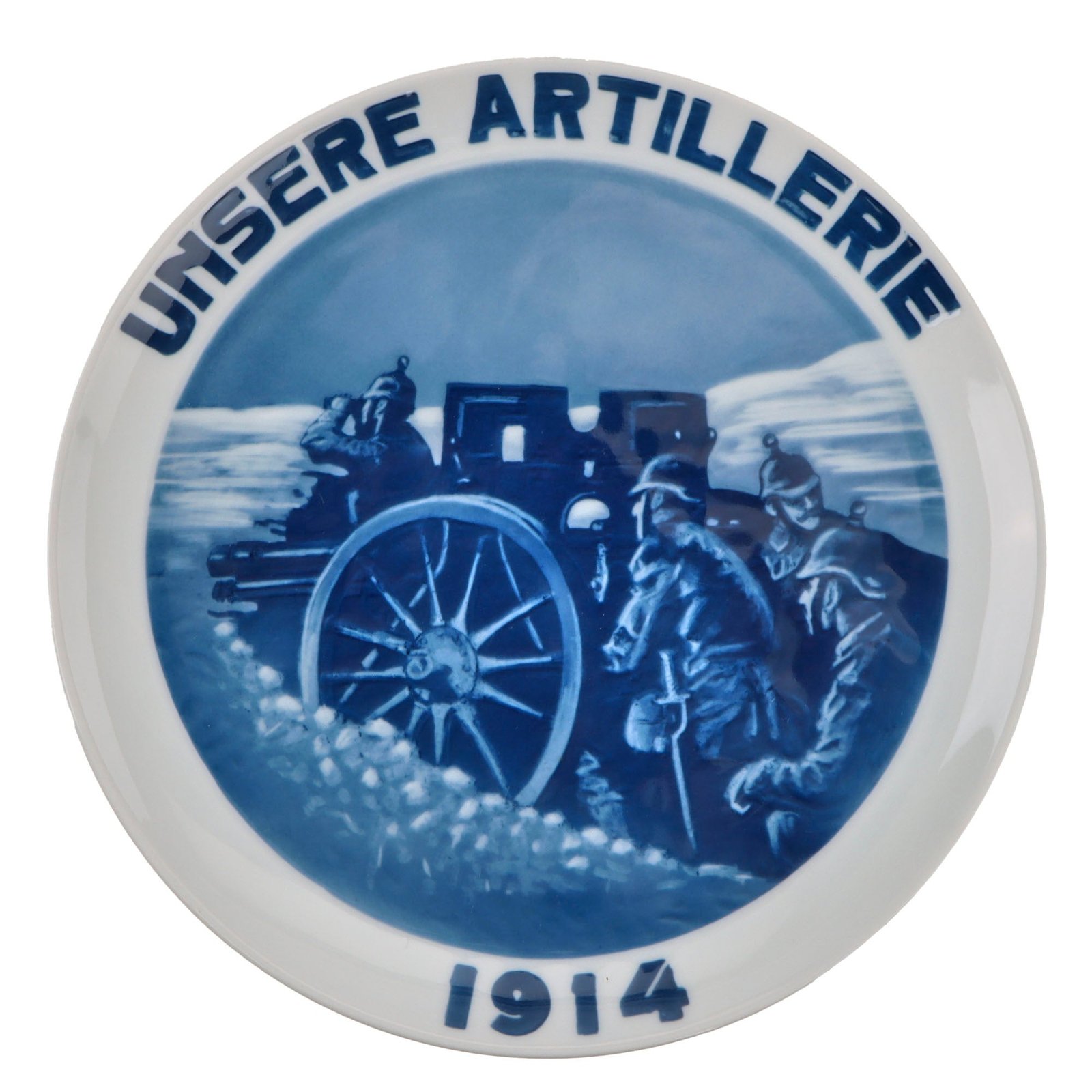 Original Imperial German WWI Bavarian 1914 Field Artillery “Unsere Artillerie” Ceramic Plate