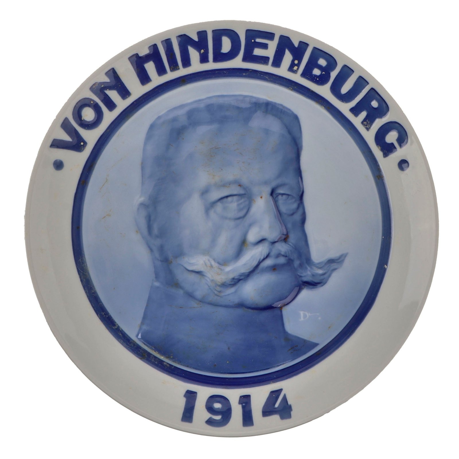 Original Imperial German WWI Bavarian 1914 Paul von Hindenburg Ceramic Plate