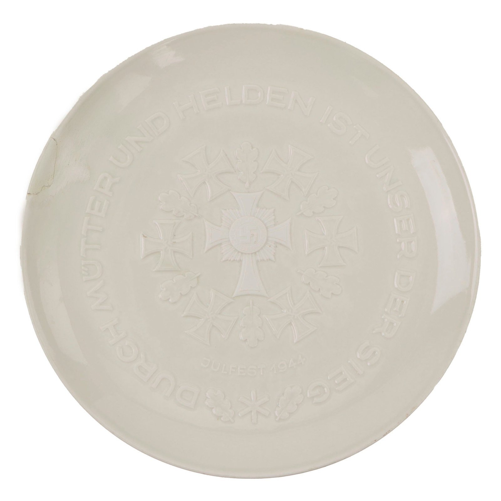 Original German WWII SS Allach Porcelain Mother's Cross Decorative Julteller Plate - dated 1944
