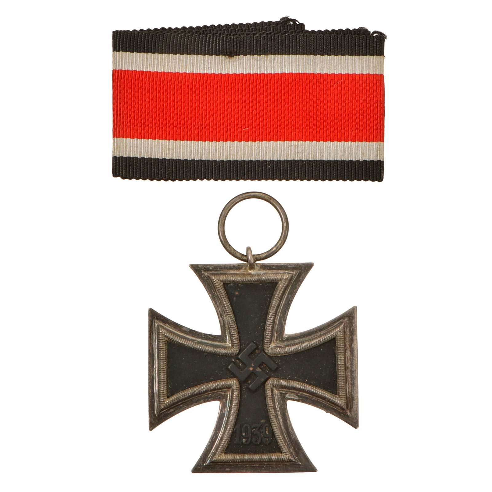 Original German WWII Wehrmacht Iron Cross 2nd Class 1939 by Hanau Guild Association with Ribbon - EKII