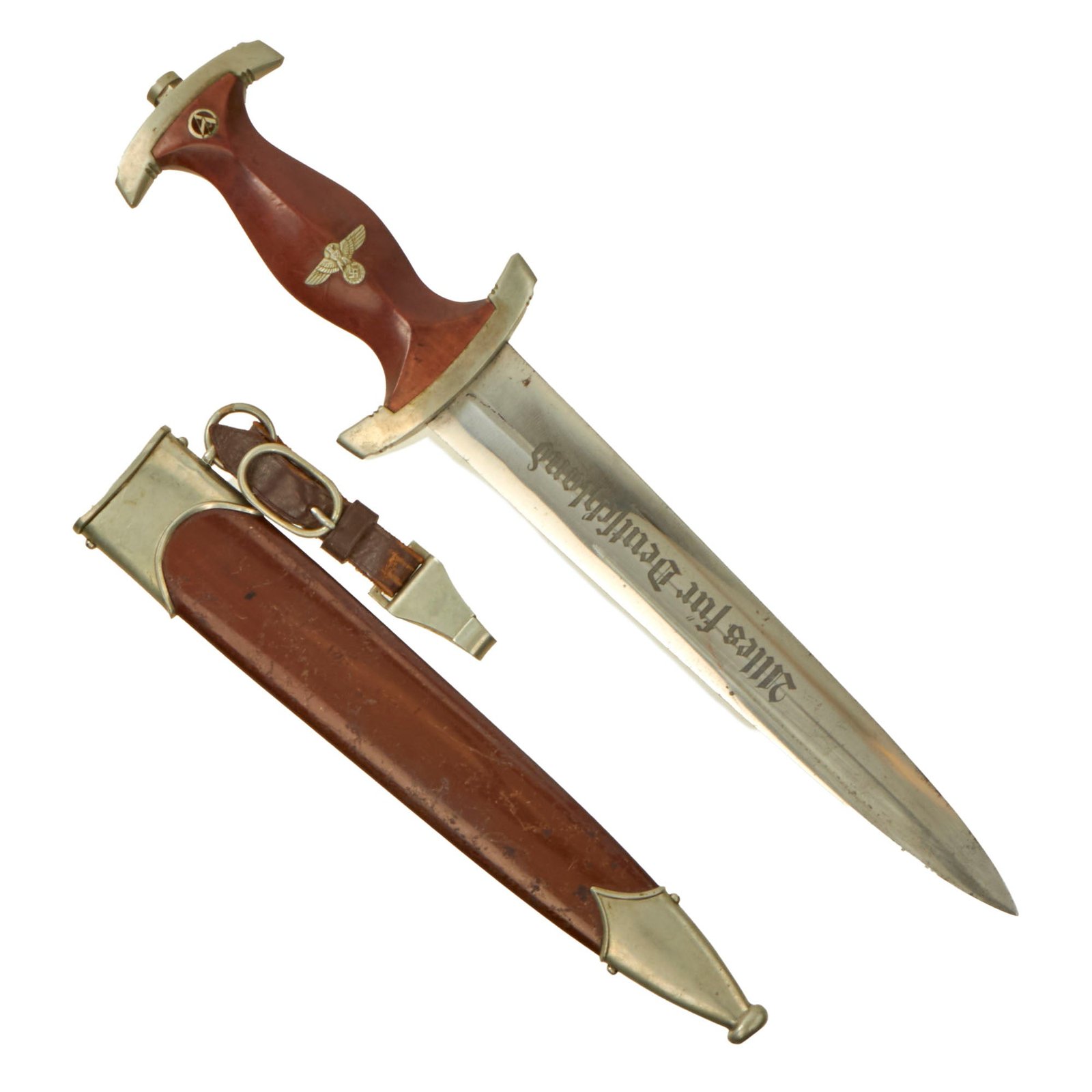 Original German Early WWII SA Dagger by Rare Maker Carl Wüsthof with Scabbard and Hanger