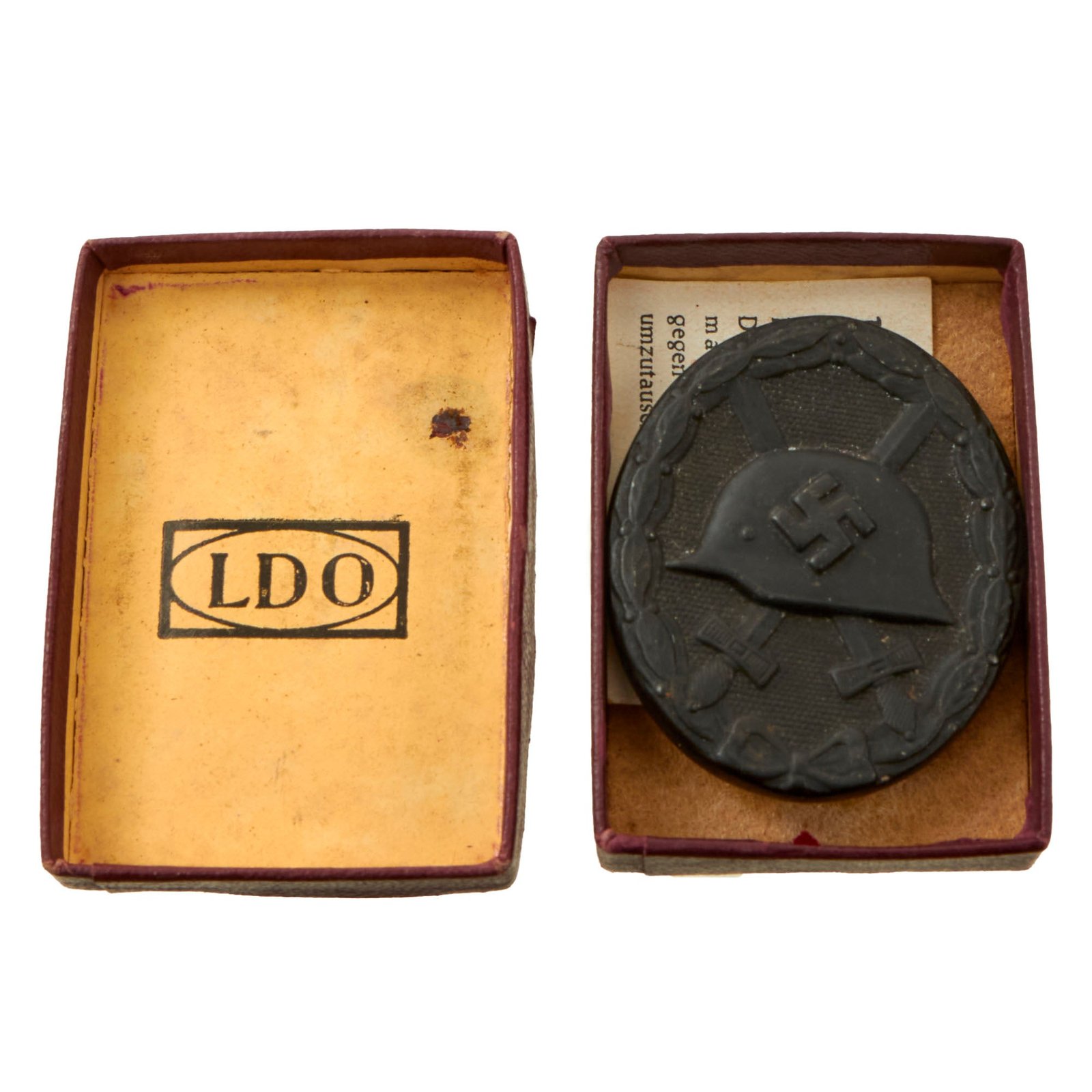 Original German WWII Black 3rd Class Wound Badge by Overhoff & Cie in Original LDO Case Box
