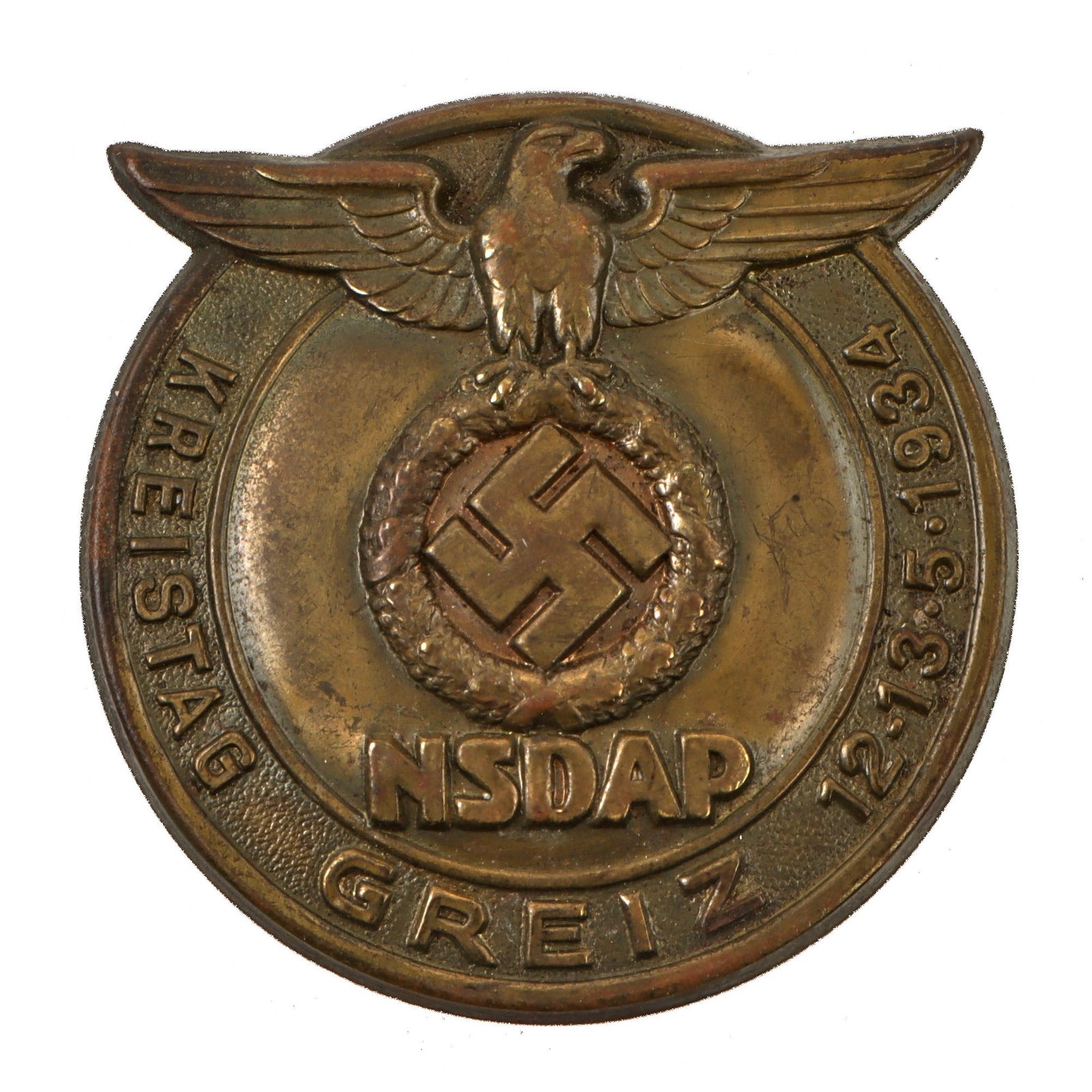Original German Pre WWII NSDAP Kreistag Greiz 1934 Tinnie Pin - District Day Greiz