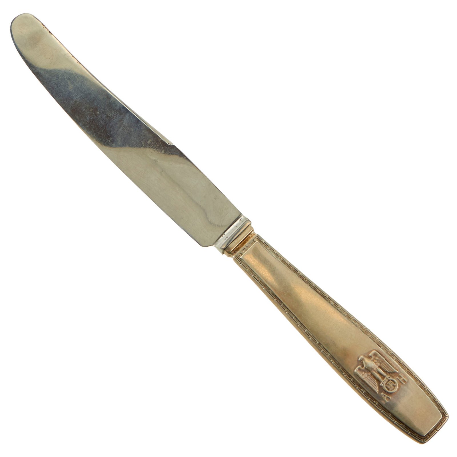Original German WWII AH Formal Pattern .800 Silver Luncheon Knife with Stainless Blade by Bruckmann