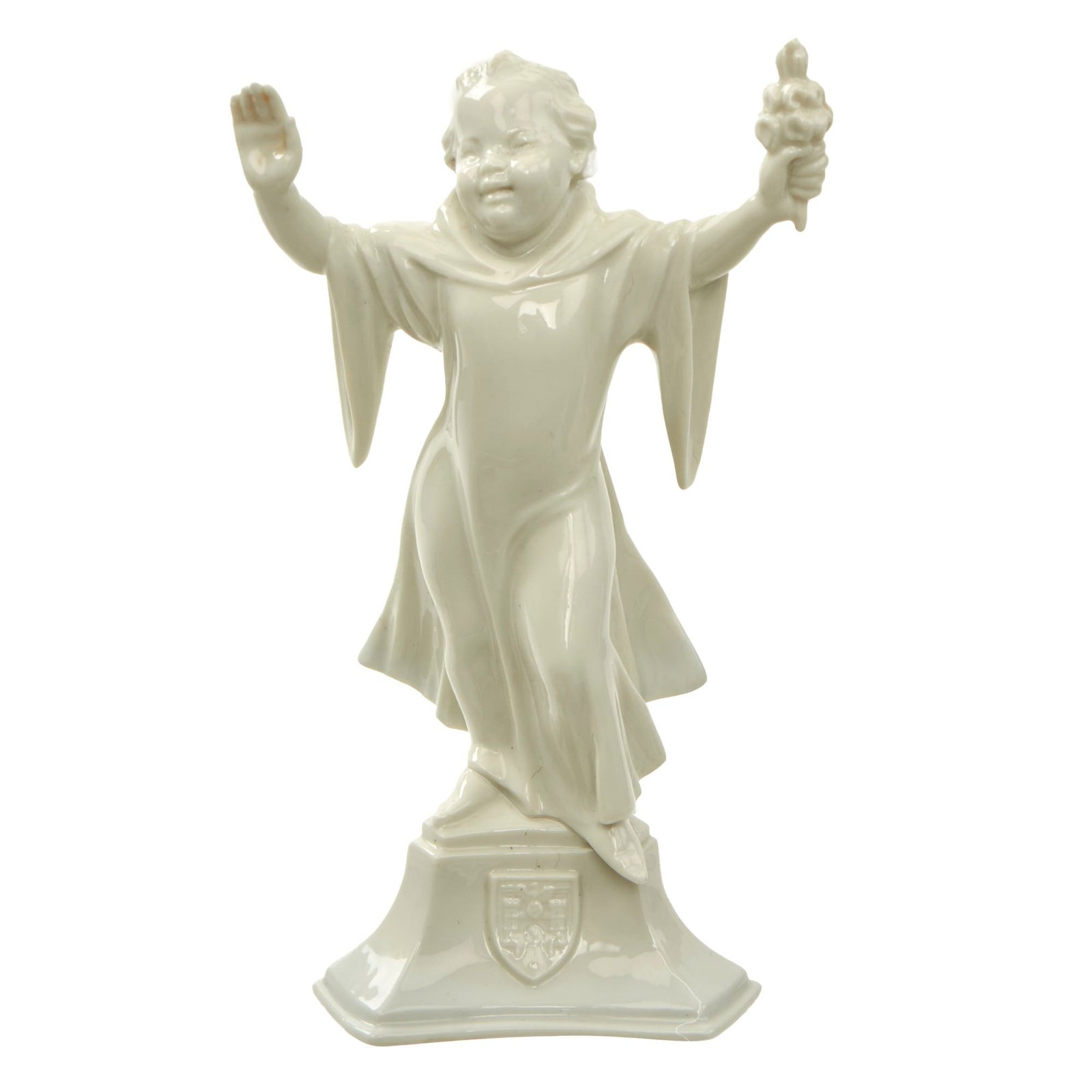 Original German WWII SS Allach Porcelain 1940 "Munich Child" 3rd Place Floral Decoration Competition Sculpture by Karl Himmelstoss