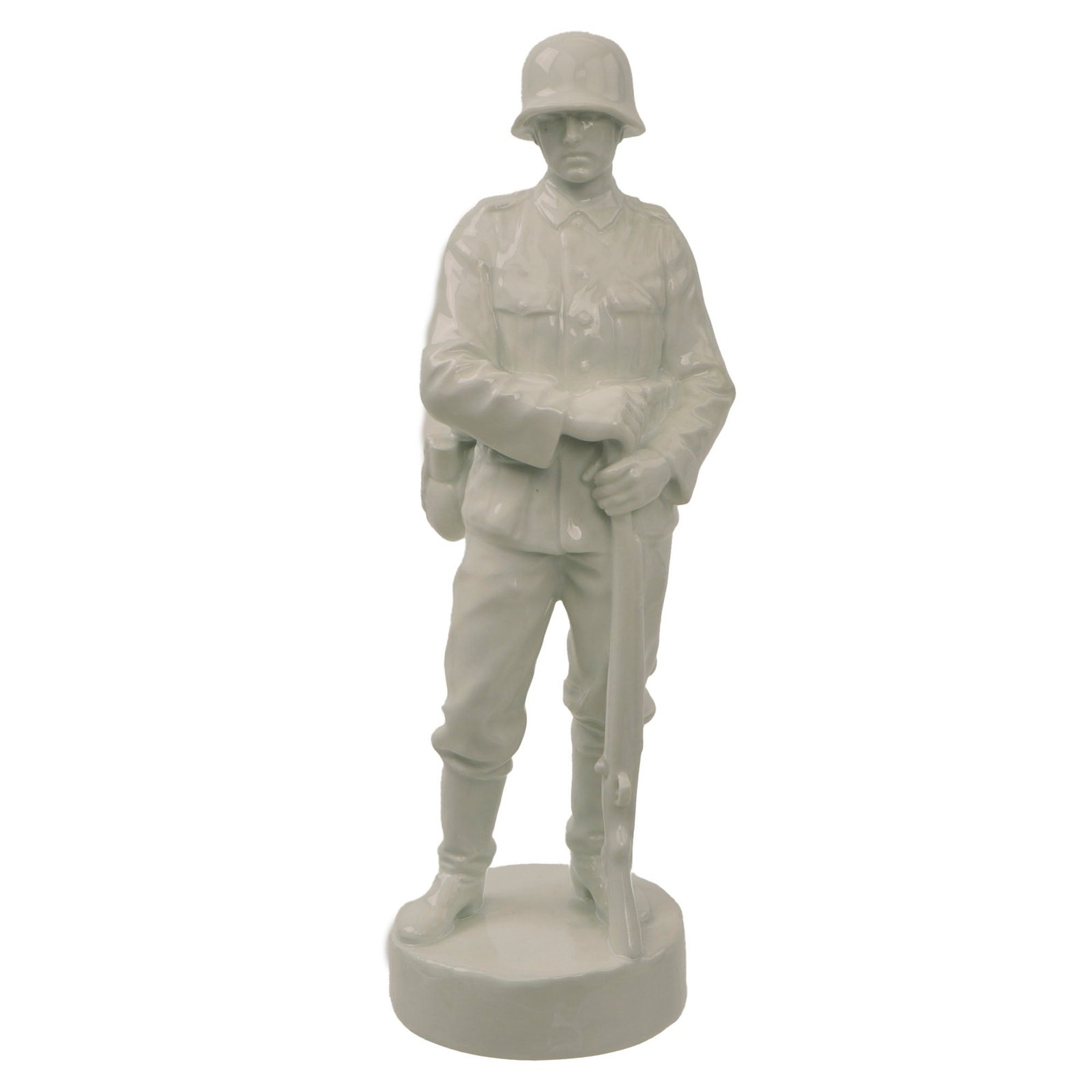 Original German WWII Porcelain Heer Army Soldier Holding Karabiner 98k Figure with Maker Mark - 9” Tall