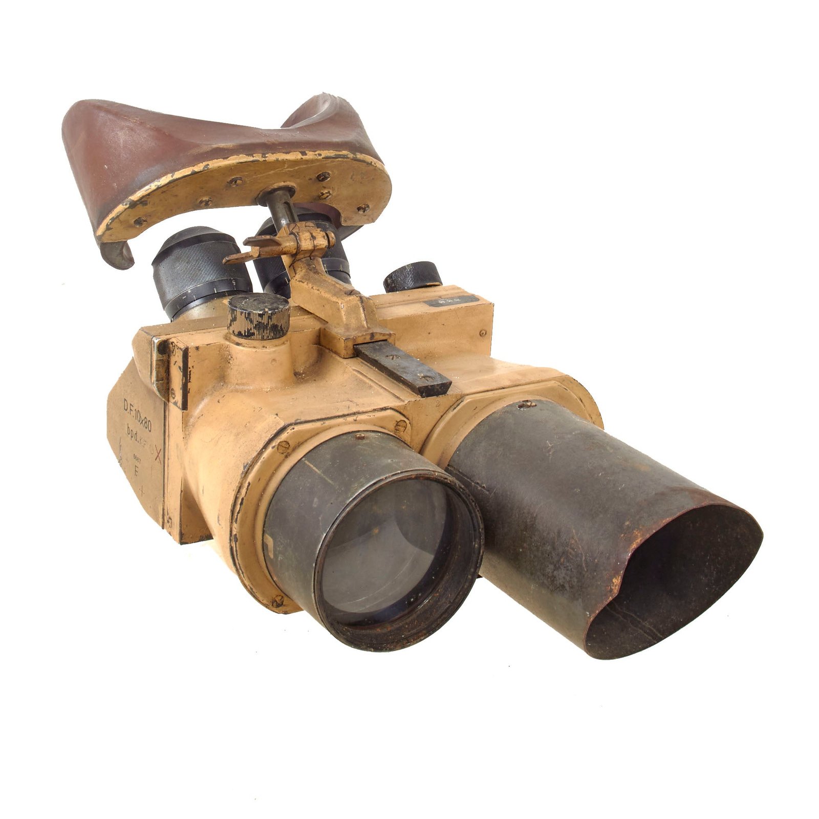 Original German WWII Flak D.F. 10 x 80 Binocular Optics by C.P. Goerz GmbH, Wien in Ordnance Tan