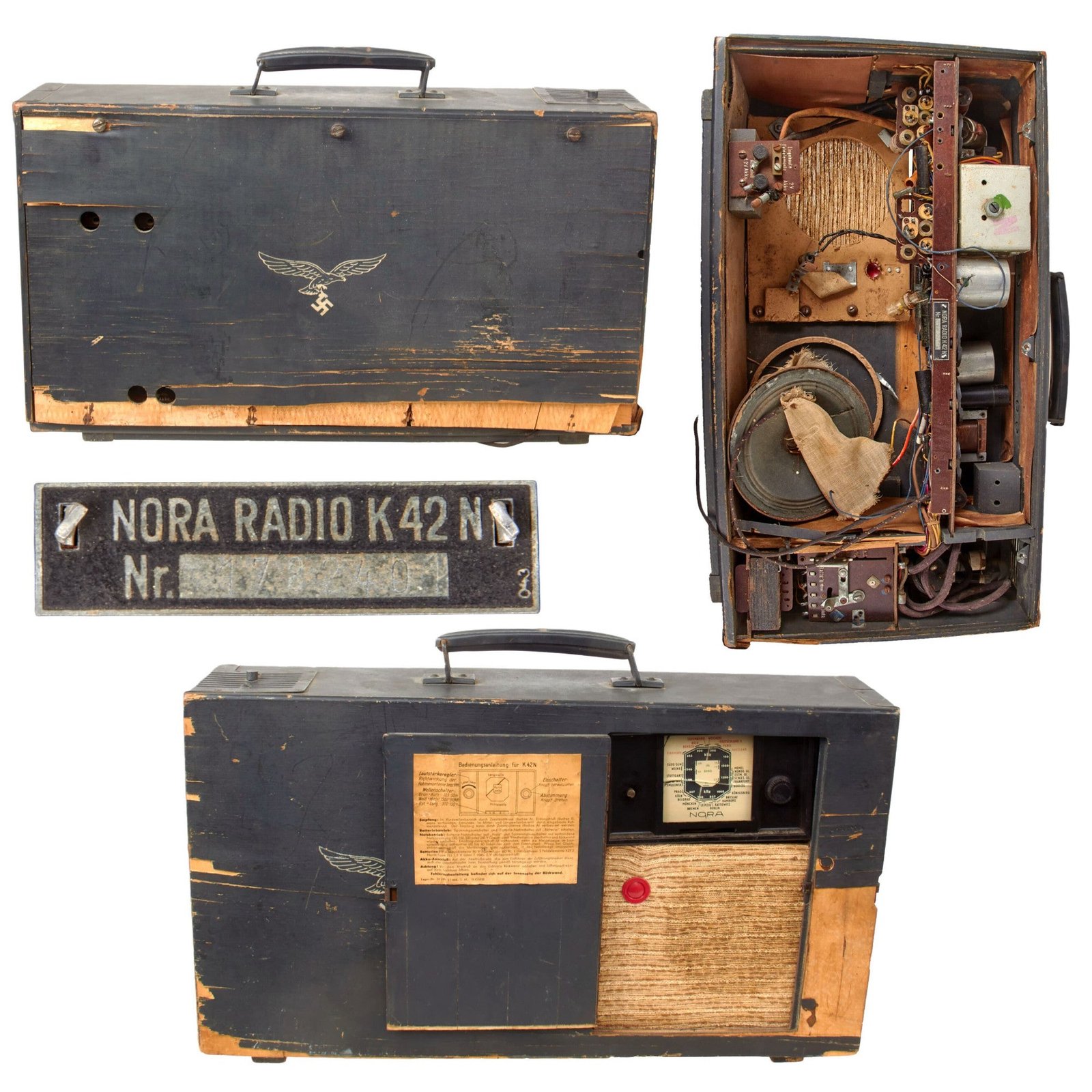 Original German WWII Luftwaffe Portable Luftwaffen-Koffer K42 N Radio by Nora Radio, Berlin