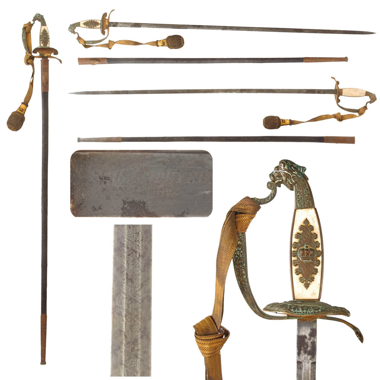 Original Imperial German WWI Etched Bavarian Officer’s Court Sword with Scabbard & Troddel Knot by Mohr & Speyer of Berlin
